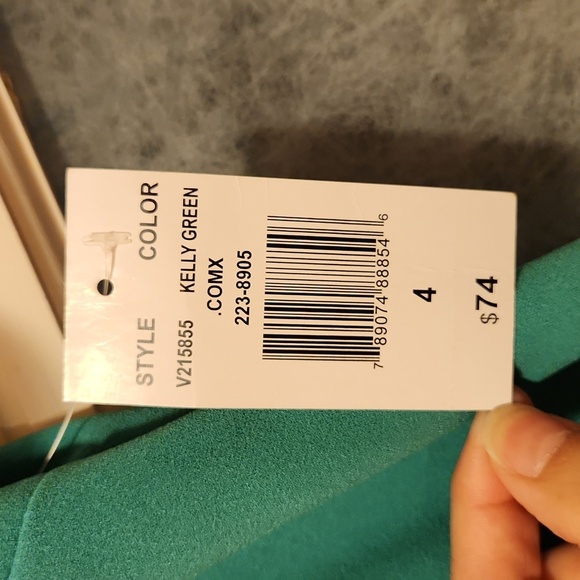 New! RN Studio green dress with ruffle sleeves size 4. Wedding party formal - Picture 3 of 9